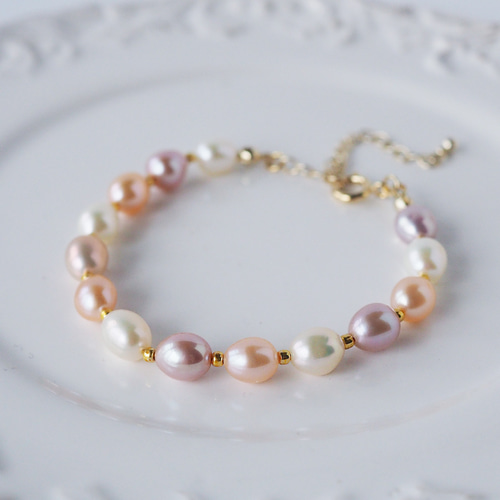 ナチュラルカラー淡水パールブレスレット ブレスレット Boite de maco