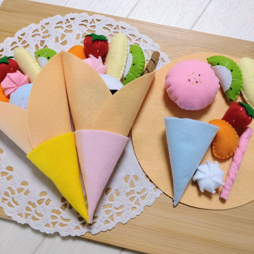 11 フェルトままごと　クレープ　オーダーページ クレープ屋さんオーダーページ】フェルトままごと おままごと - メルカリ