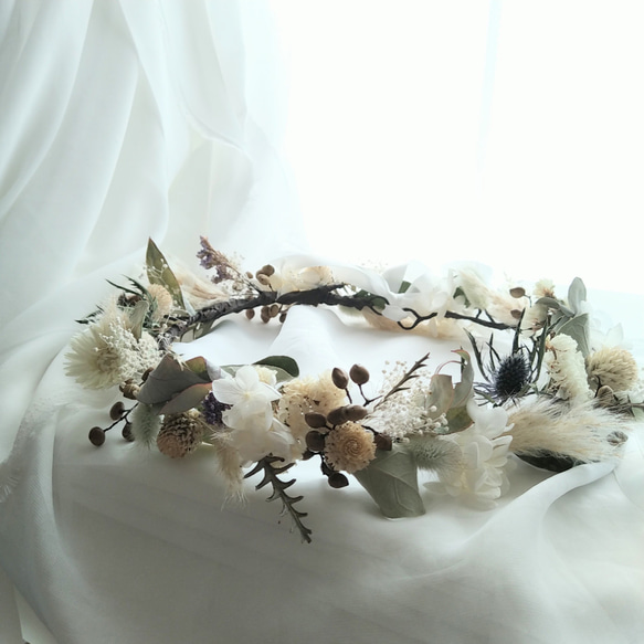 受注制作ブライダル《特大キングプロテアベージュ系》ピンクベージュ　ドライフラワー　結婚式 11枚目の画像