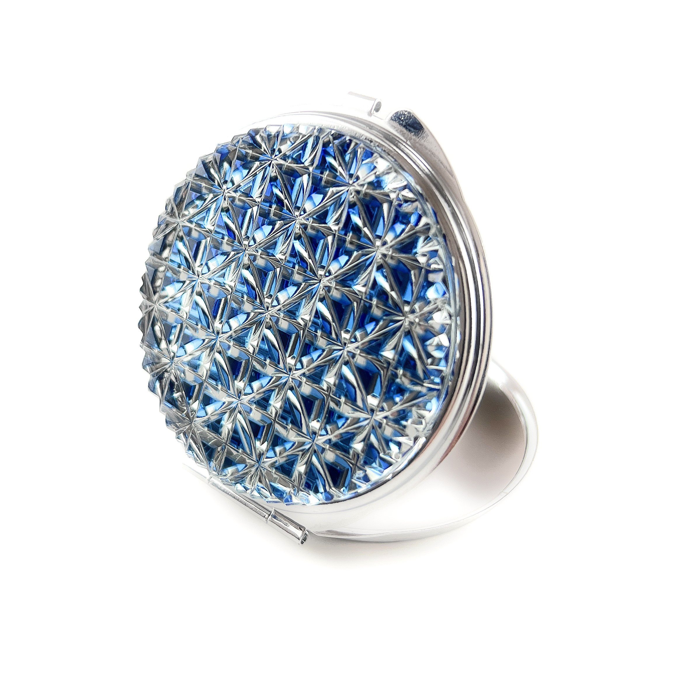 東京切子コンパクトミラー　Silver  "Sapphire" ~サファイア〜