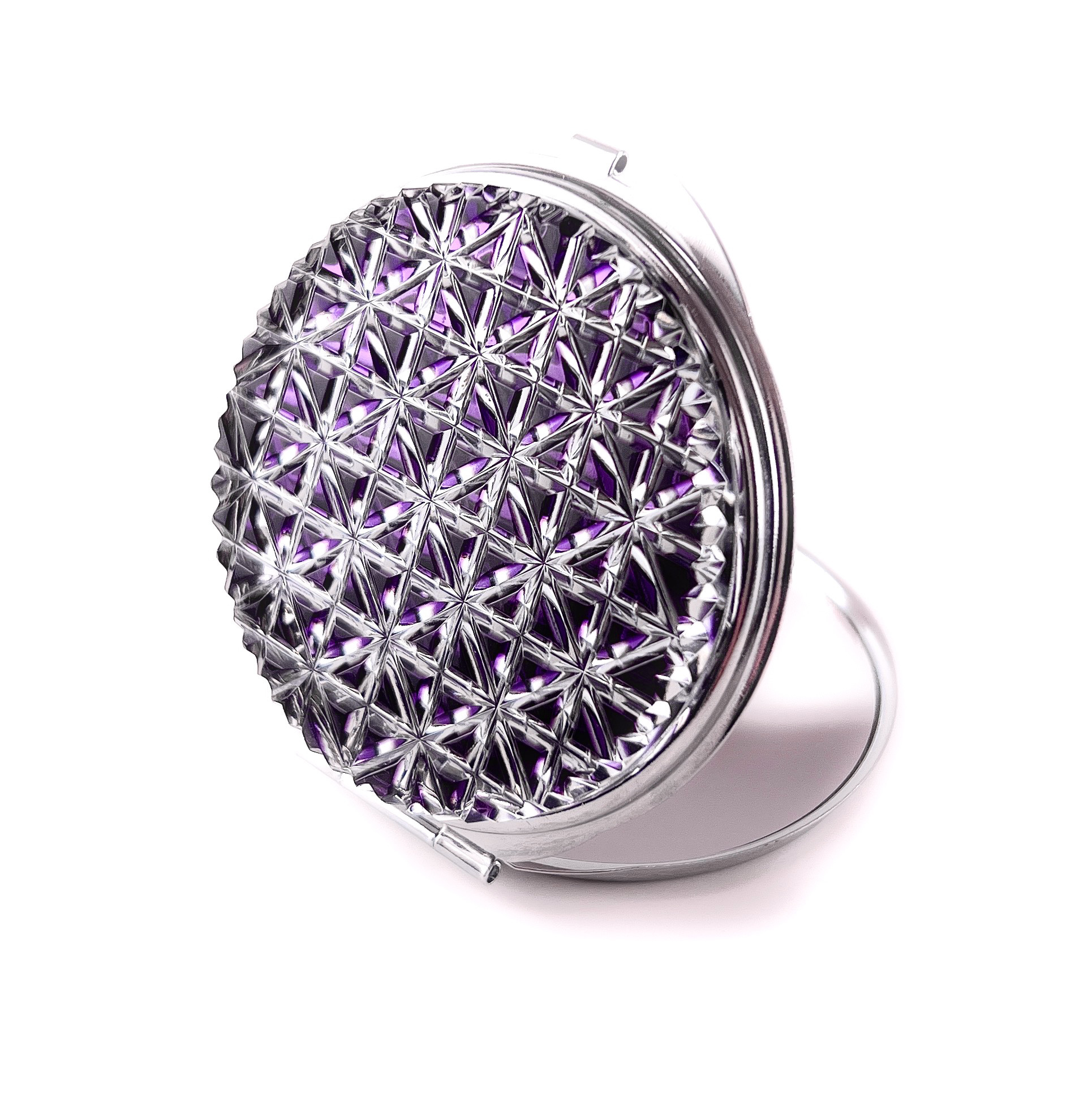 東京切子コンパクトミラー　麻乃葉　Silver  "Amethyst"~アメシスト〜