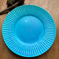 しのぎのお皿　ターコイズブルー 1枚目の画像