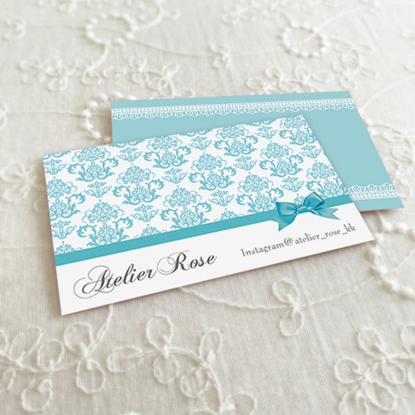 ☆ハンドメイド＊名刺オーダー ショップカード/名刺オーダー両面[1228]水色 メッセージカード