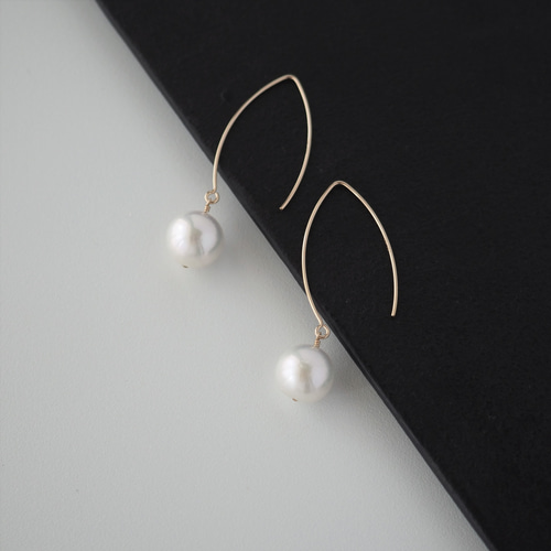 淡水パール ピアス / 送料無料 / NO.19000-1 ピアス（フック・チェーン 