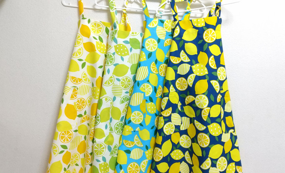 レモン  色・サイズ・タイプが選べる　大人用エプロン　 1枚目の画像