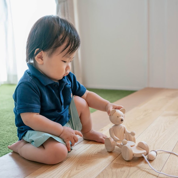 動く木のおもちゃ　くま（ドラムベア　プルトイ） 4枚目の画像