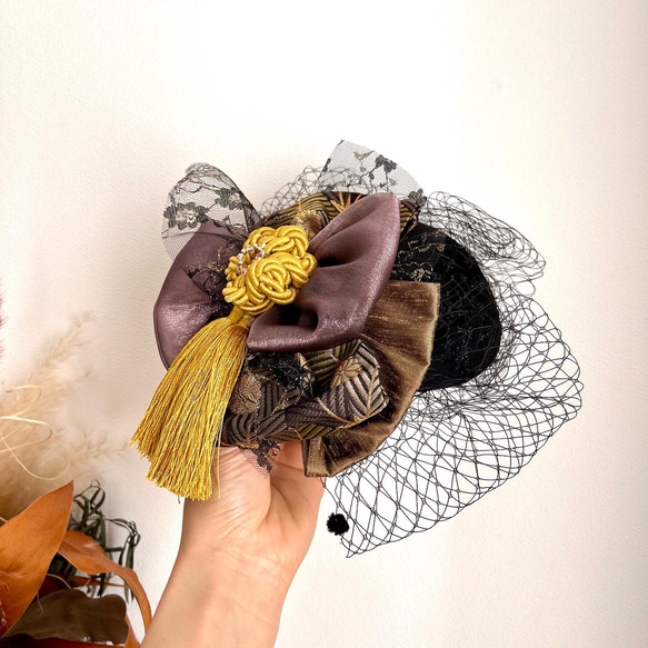 《受注生産》トーク帽　ウエディングハット　カクテルハット　ヘッドドレス　和装　成人式　卒業式　着物　ウエディング 14枚目の画像