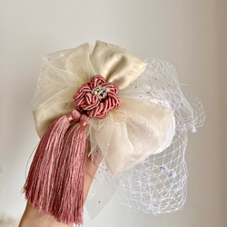 《受注生産》トーク帽　ウエディングハット　カクテルハット　ヘッドドレス　和装　成人式　卒業式　着物　ウエディング 11枚目の画像