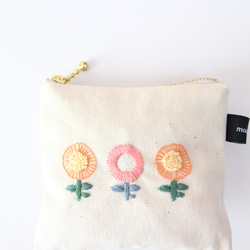 &lt;10cm拉鍊&gt;斯堪的納維亞風格花朵刺繡小袋 第2張的照片