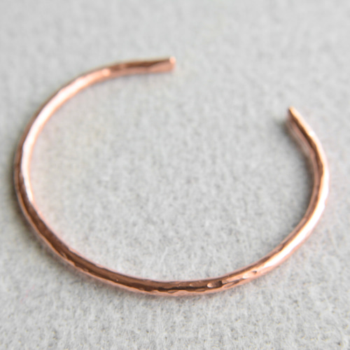 銅 バングルφ3㎜ 槌目｜純銅 ブレスレット ハンドメイド メンズ