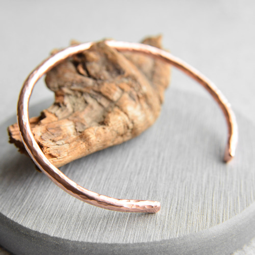 銅 バングルφ3㎜ 槌目｜純銅 ブレスレット ハンドメイド メンズ