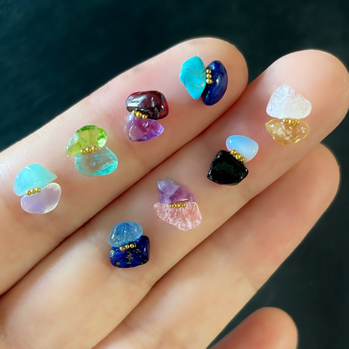 天然石 カケラつなぎ ピアス ボディピアス 一点もの 片耳 1コのお値段