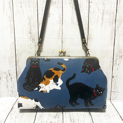 アラン織りニット柄 がま口 バッグ ショルダー紐付き ショルダーバッグ