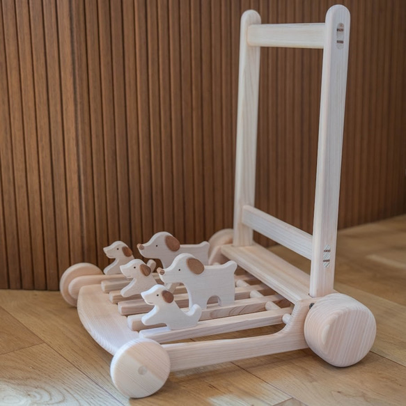 犬のカタカタ押し車 おもちゃ・人形 あしがら丸太細工 通販 9359372