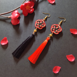 梅結びとタッセルのピアス(イヤリング)(色オーダー可)【水引【成人式