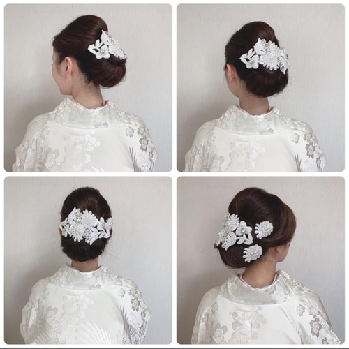 ビーズ刺繍が豪華なヘッドドレス 3点セット 結婚式 白無垢 ビーズ刺繍が豪華なヘッドドレス 3点セット 結婚式 白無垢