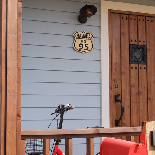 木彫りルート66タイプ表札 表札・ネームプレート kuneys 通販 9365671