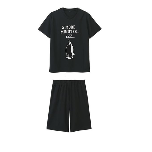 メンズ ペンギン半袖Tシャツパジャマ 上下セット Tシャツ
