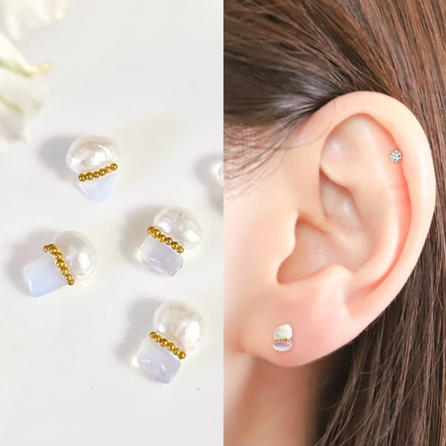 バロックパール×オパール カケラつなぎ ピアス ボディピアス