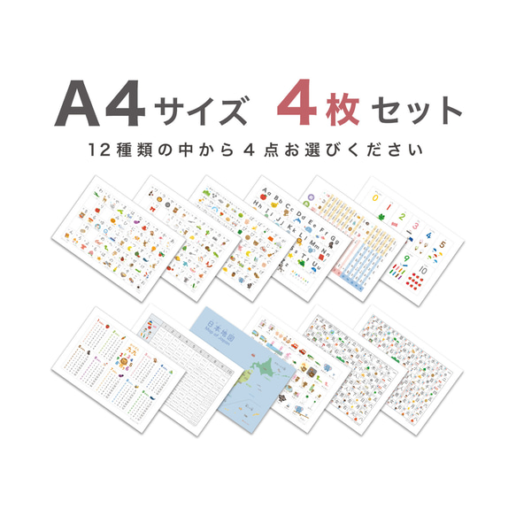 カタカナ お得【定番】ひらがなカタカナ A4 2色入り2枚セット 黒と