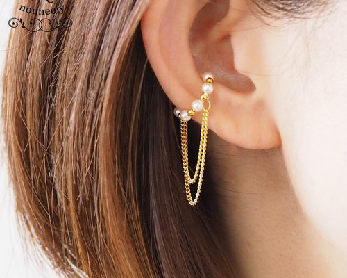 パールとクリスタルの片耳用ピアス 2c7b1a49a0f4c07eded01dbfd01436