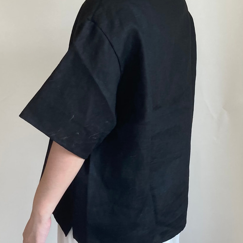 【オシャレ✩Chimala】黒　リネン100%　半袖カットソー　サイズS 楽天市場】リネン tシャツ メンズ 半袖 夏 新作 薄手 チャイナ風