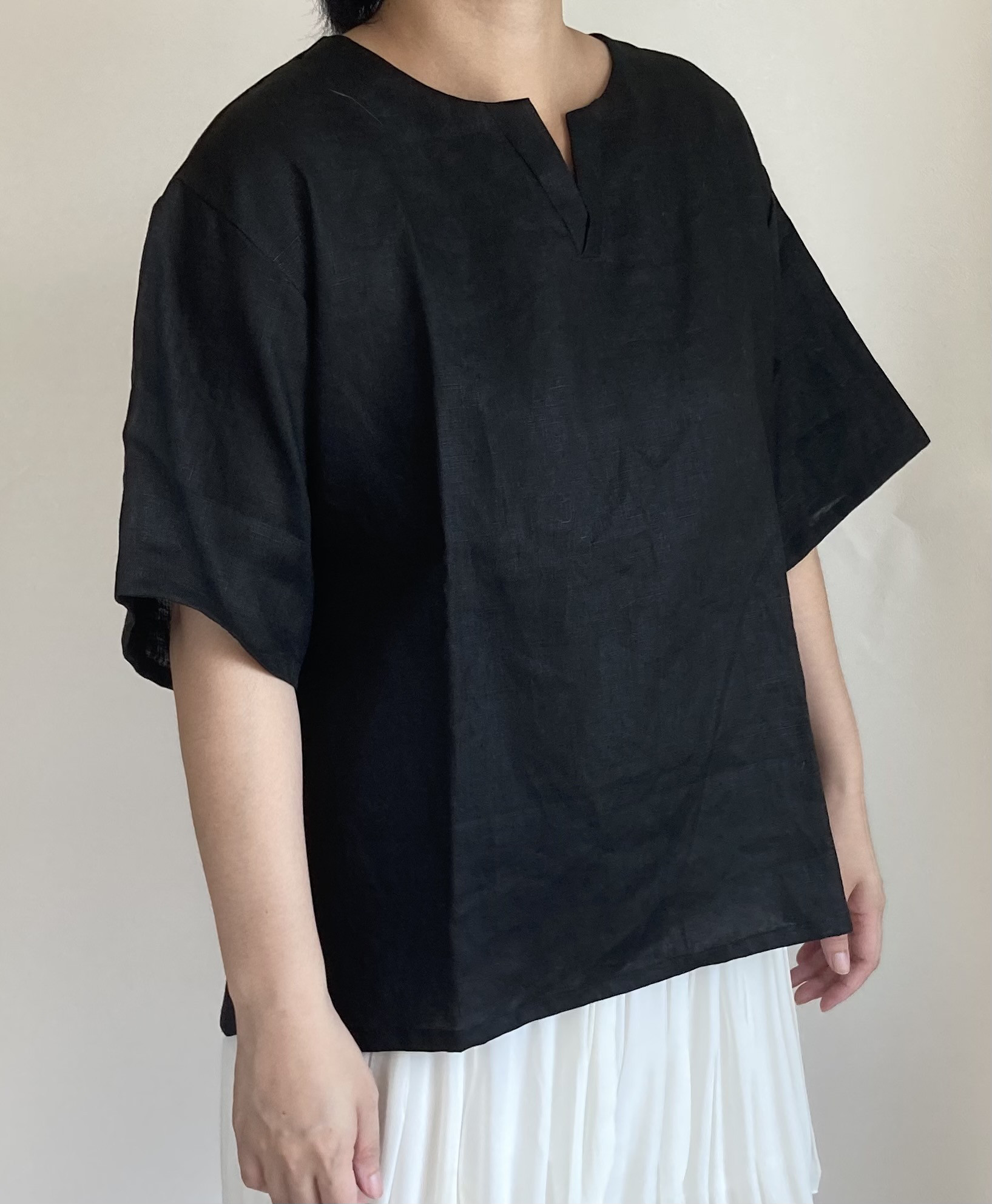 夏/セール男女とも使えるリネン100％涼しいメンズTシャツ（白・紺・黒・ピンク・浅葱・黄/半袖）