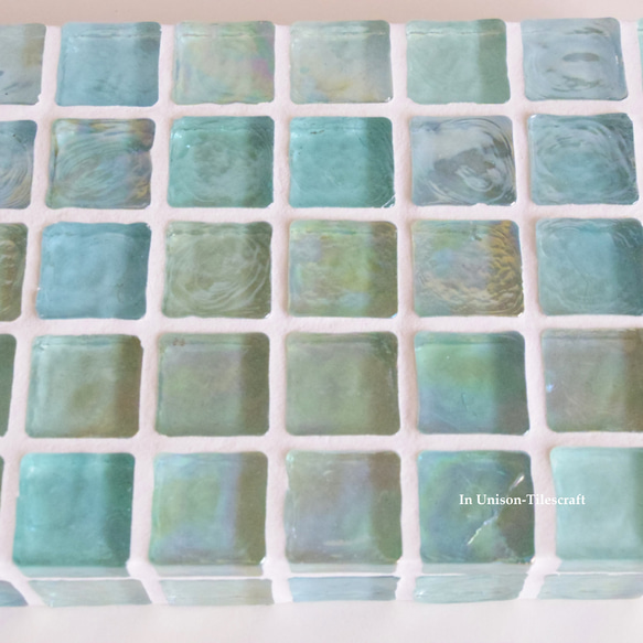 精選☆ 透明淺藍色玻璃馬賽克磚展示托盤迷你【訂製】 第7張的照片