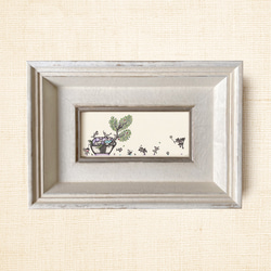 ブルーロータス 青い蓮 画家 小楠アキコ作品 額装サイズ20×20cm