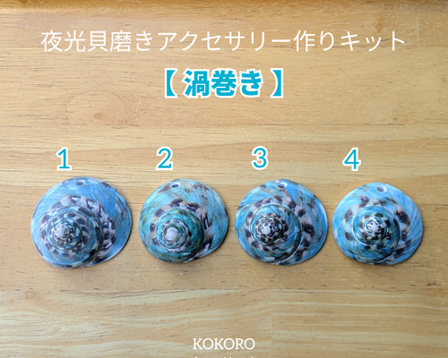 夜光貝磨きアクセサリー作りキット ✳【 渦巻き 】 キット 夜光貝