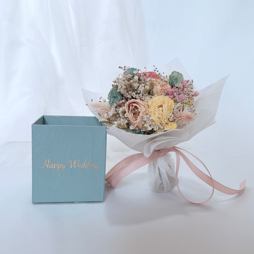 結婚祝】ドライフラワー ボックスフラワー【選べる花色】Happy Wedding