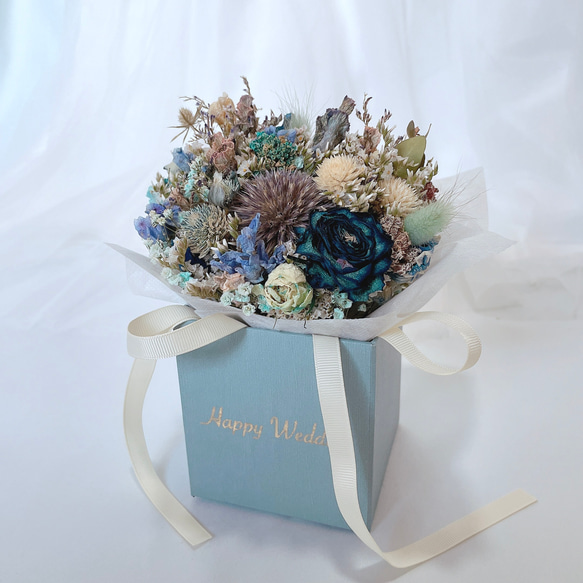 結婚祝】ドライフラワー ボックスフラワー【選べる花色】Happy