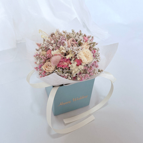 結婚祝】ドライフラワー ボックスフラワー【選べる花色】Happy