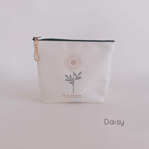 ポーチ】【名入れ】名前 オーダー 刺繍 北欧 くすみカラー