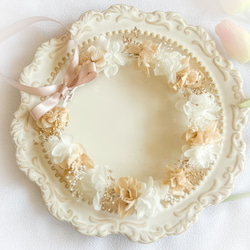 【送料無料】ベビー　キッズ　花冠　~kusumipink gold~  花かんむり　はなかんむり　結婚式　子供用　誕生日 6枚目の画像