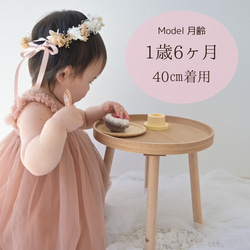 【送料無料】ベビー　キッズ　花冠　~kusumipink gold~  花かんむり　はなかんむり　結婚式　子供用　誕生日 2枚目の画像