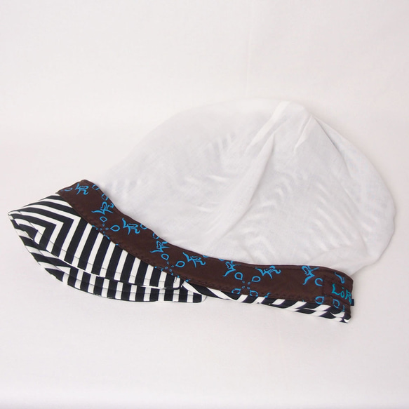 フレンチピッコロ・ジャージ・ボーダー/S,Mサイズ キャスケット たためる帽子 風に飛ばない帽子 UV対策 7枚目の画像