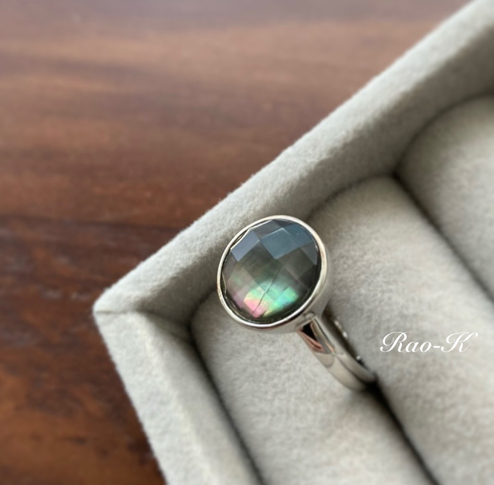 ✨silver925大人のシンプル・リング〜シェル/ブラック