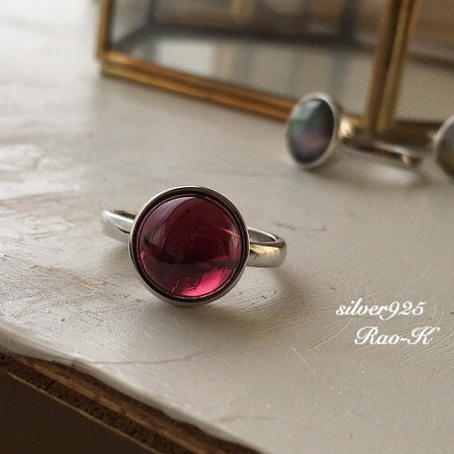 紅深＊ガーネット＊Silver925のリング＊Old American Natural Garnet Ring, 925 Sterling Silver Ring, Garnet