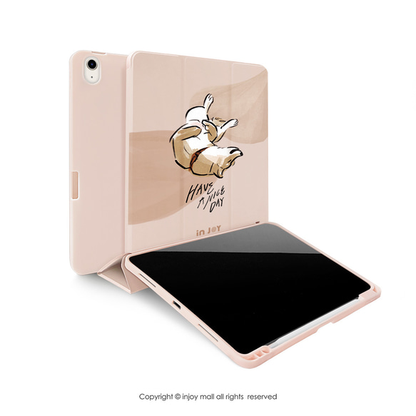 iPad case 12.9/Air4/iPad 9/mini 6 系列Smart cover皮革平板保護 耍萌柴犬 第2張的照片