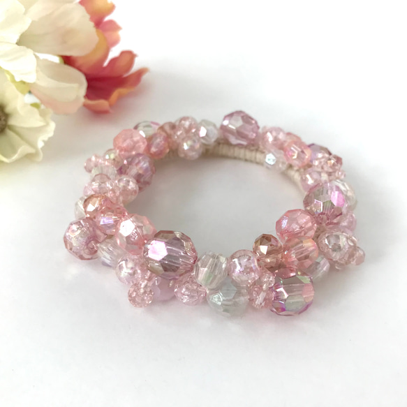 ライト ピンク の クロッシェ シュシュ ペール パステルカラー かぎ針