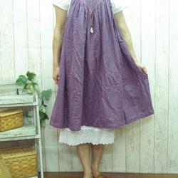【春先取りSALE！数量限定】飾りステッチが大人可愛い　肌触りの良いＷガーゼのキャミワンピース　パープル　　 5枚目の画像