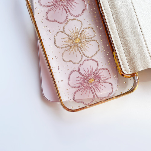 刺繍フラワー 押し花スマホケース スマホケース 全機種対応 手帳