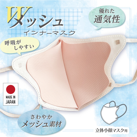 MA-69W 立体不織布マスク用インナーマスク 両面メッシュ 洗える 肌荒れ