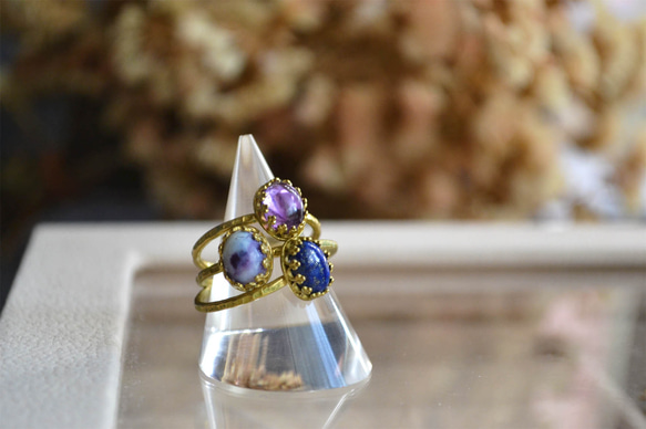 不定期B品セール】人気クラウンリング✧アメジスト/ティファニー