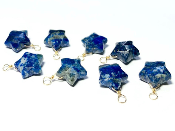 【天然石チャーム】ラピスラズリ　14kgf　スターカット　１個　ハンドメイド素材 1枚目の画像