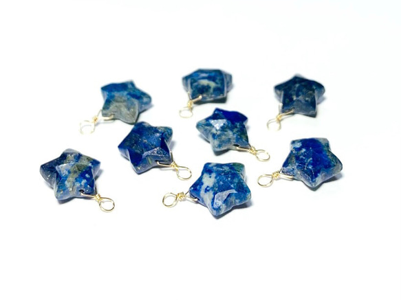 【天然石チャーム】ラピスラズリ　14kgf　スターカット　１個　ハンドメイド素材 3枚目の画像