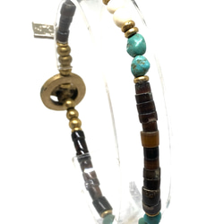 【BG】Natural stone & Buffalo horn bracelet〈BG20B0003〉ブレスレット 5枚目の画像