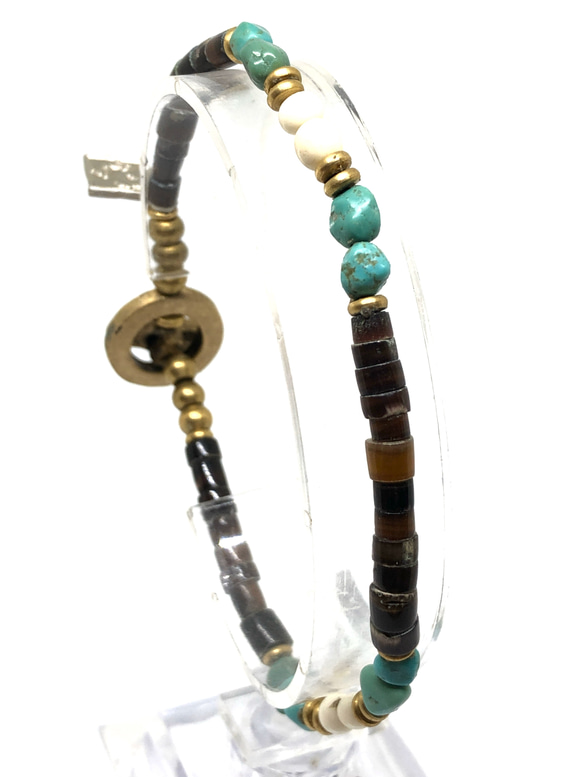 【BG】Natural stone & Buffalo horn bracelet〈BG20B0003〉ブレスレット 5枚目の画像