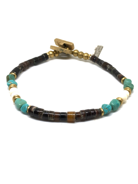 【BG】Natural stone & Buffalo horn bracelet〈BG20B0003〉ブレスレット 1枚目の画像